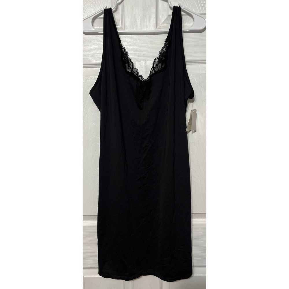 Bali Studio Collection NWT‎ Chemise With Lace Black XL Nightgown Sleepwear